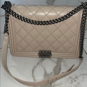 Large Nude Chanel Boy Bag